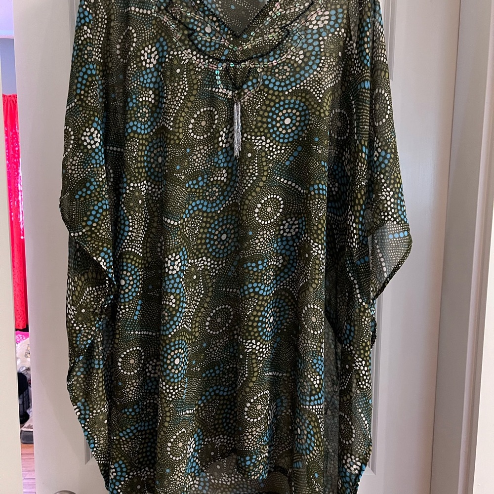 Boho Sheer Tunic with Dot Pattern